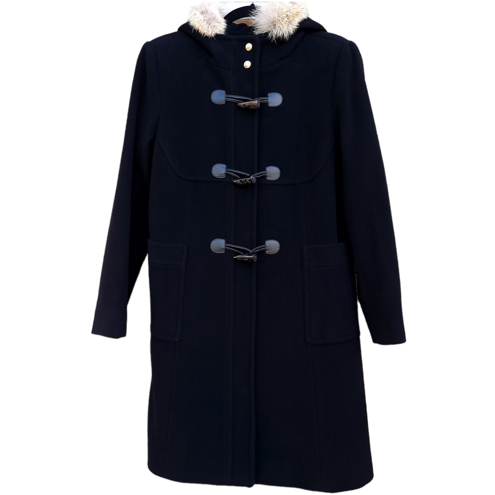 MICHAEL Michael Kors Black Toggle Coat with Fur Trim